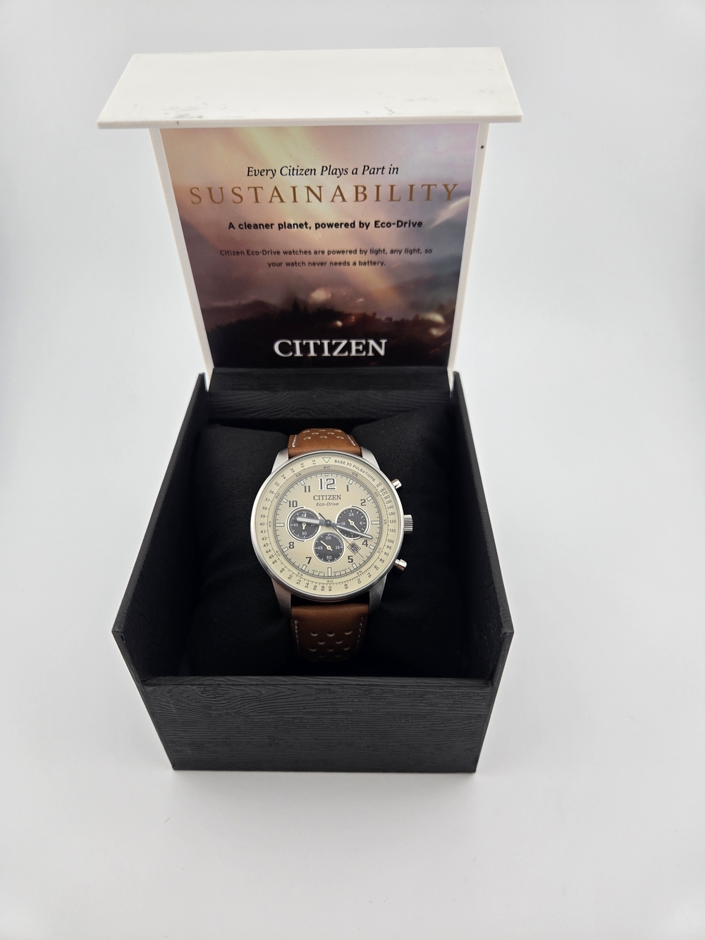 NEW Citizen Men's CA4500-08X Eco-Drive Chronograph Stainless Steel Leather Watch - Picture 12 of 15